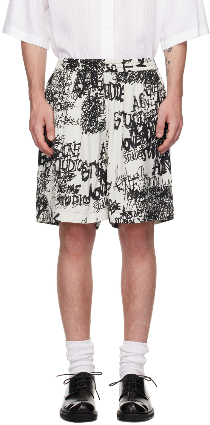 Shop Acne Studios Gray & Black Printed Shorts In Dn5 Light Grey/black