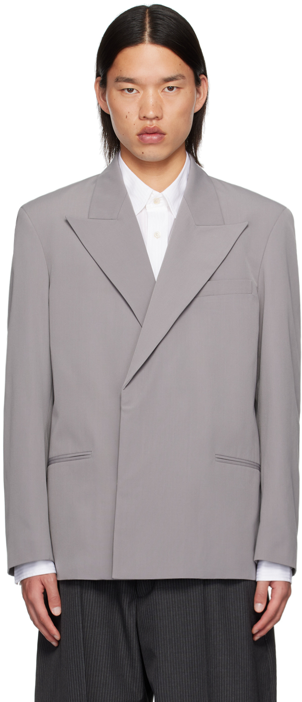 Shop Acne Studios Gray Regular Fit Blazer In Aaa Cold Grey