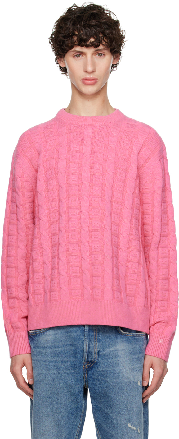 Shop Acne Studios Pink Cable Sweater In Ckq Tango Pink