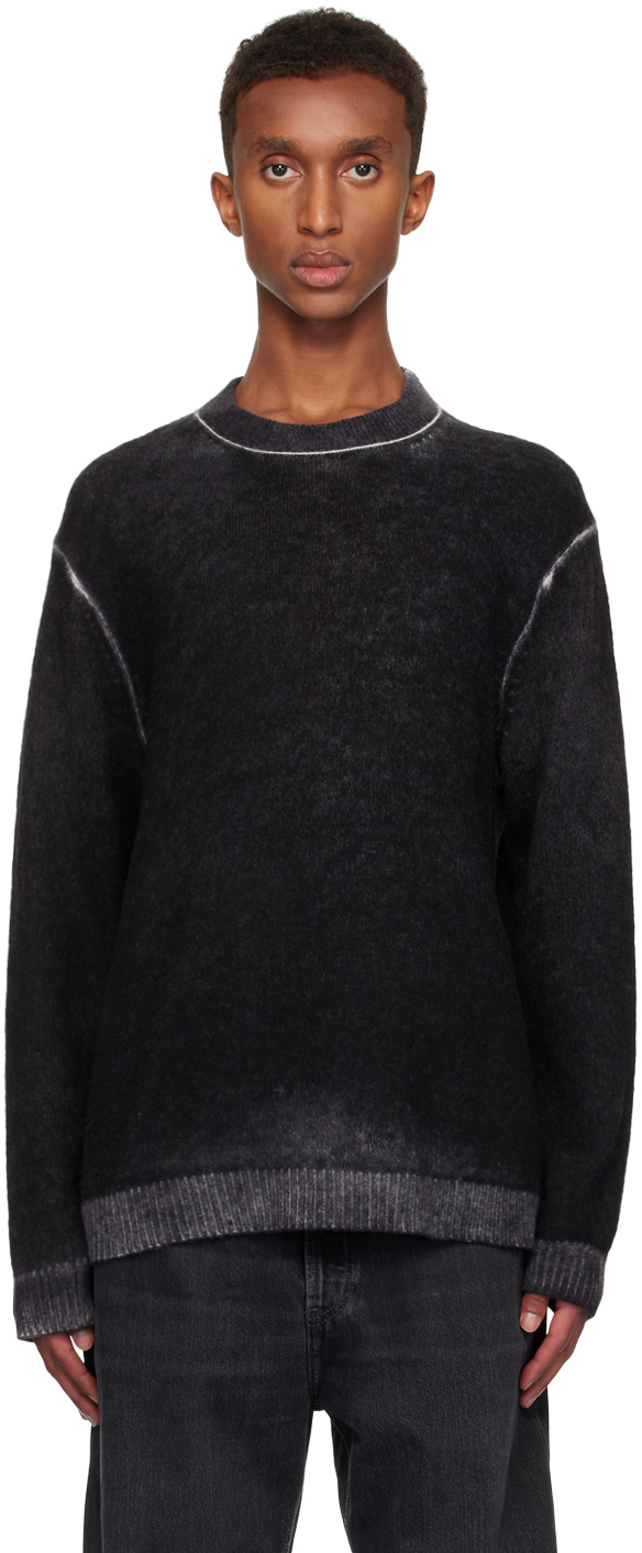 Shop Acne Studios Black Printed Crewneck Sweater In 900 Black