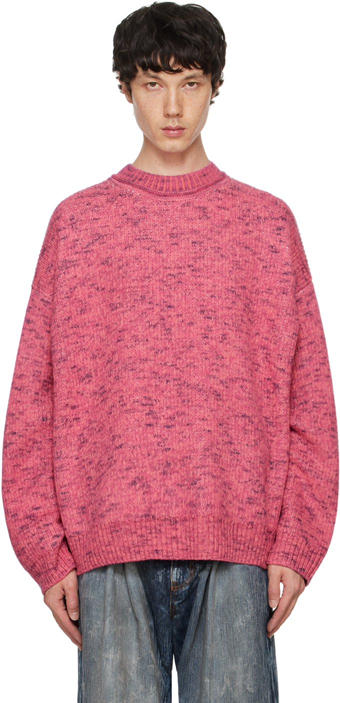 Shop Acne Studios Pink Jacquard Sweater In Bia Pink Multicolor