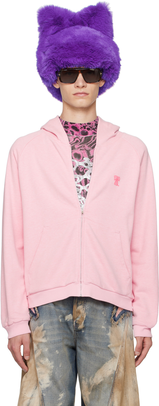 Pink Printed-Logo Hoodie