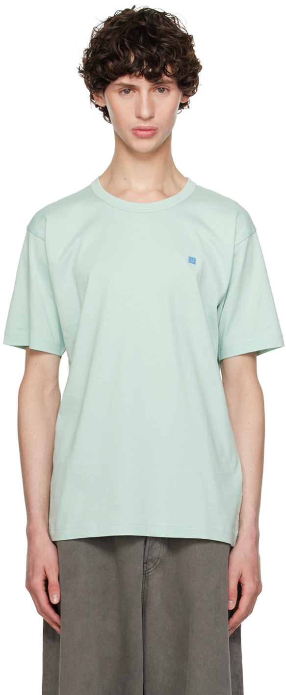 Shop Acne Studios Blue Patch T-shirt In Aat Dusty Blue