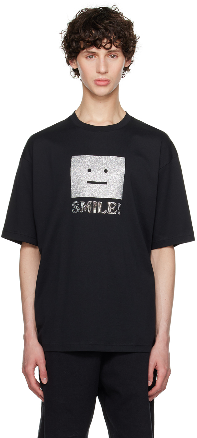 Shop Acne Studios Black 'smile' T-shirt In 900 Black