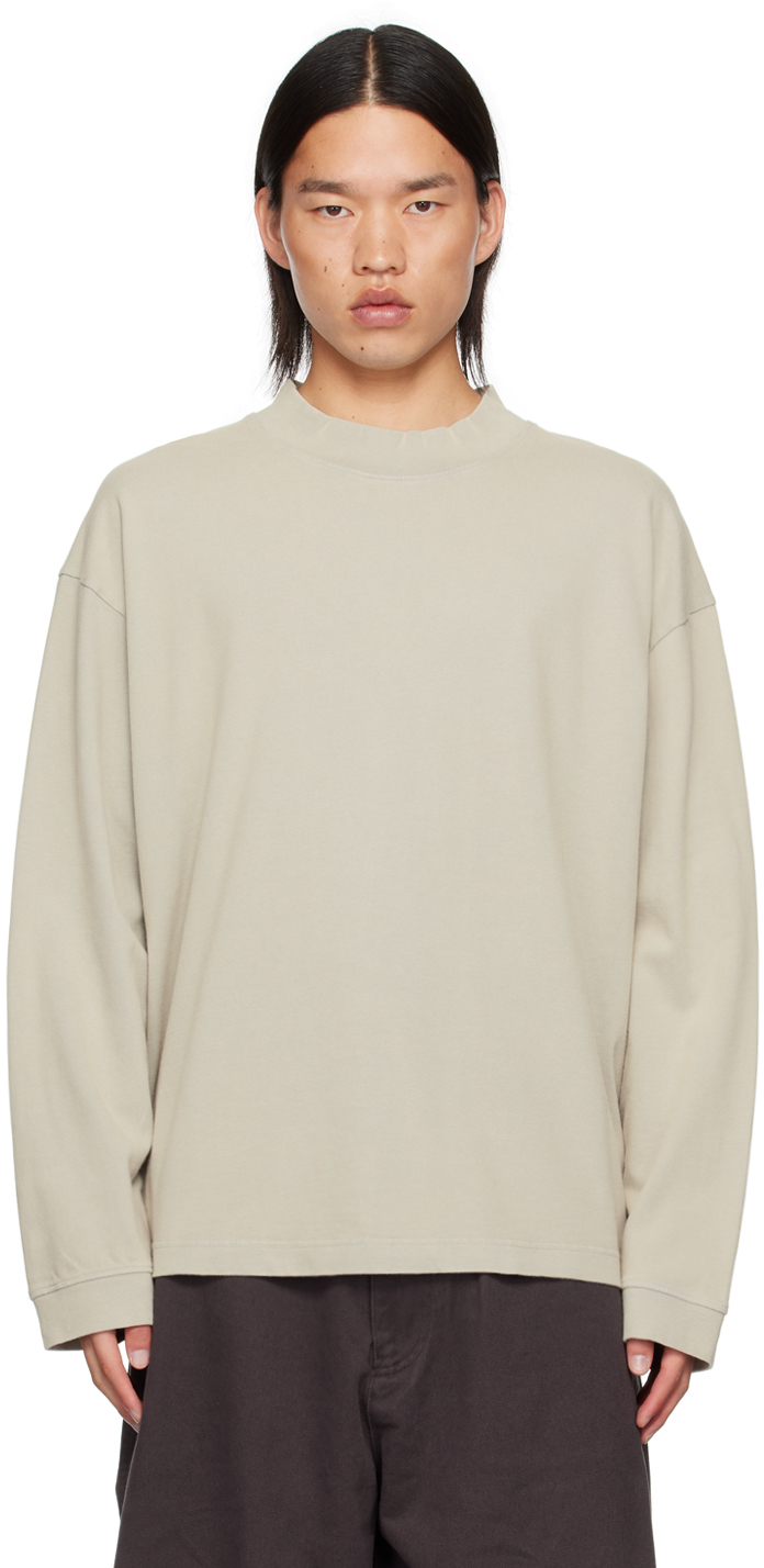 Shop Acne Studios Beige Relaxed-fit Long Sleeve T-shirt In Dog Bright Grey