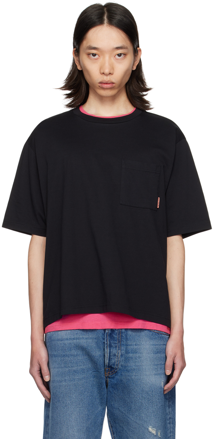 Shop Acne Studios Black Organic Cotton Crewneck T-shirt In 900 Black