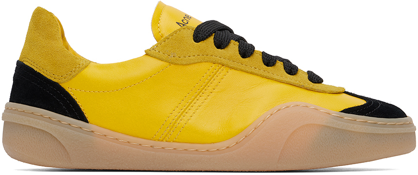 Yellow & Black Lace-Up Sneakers