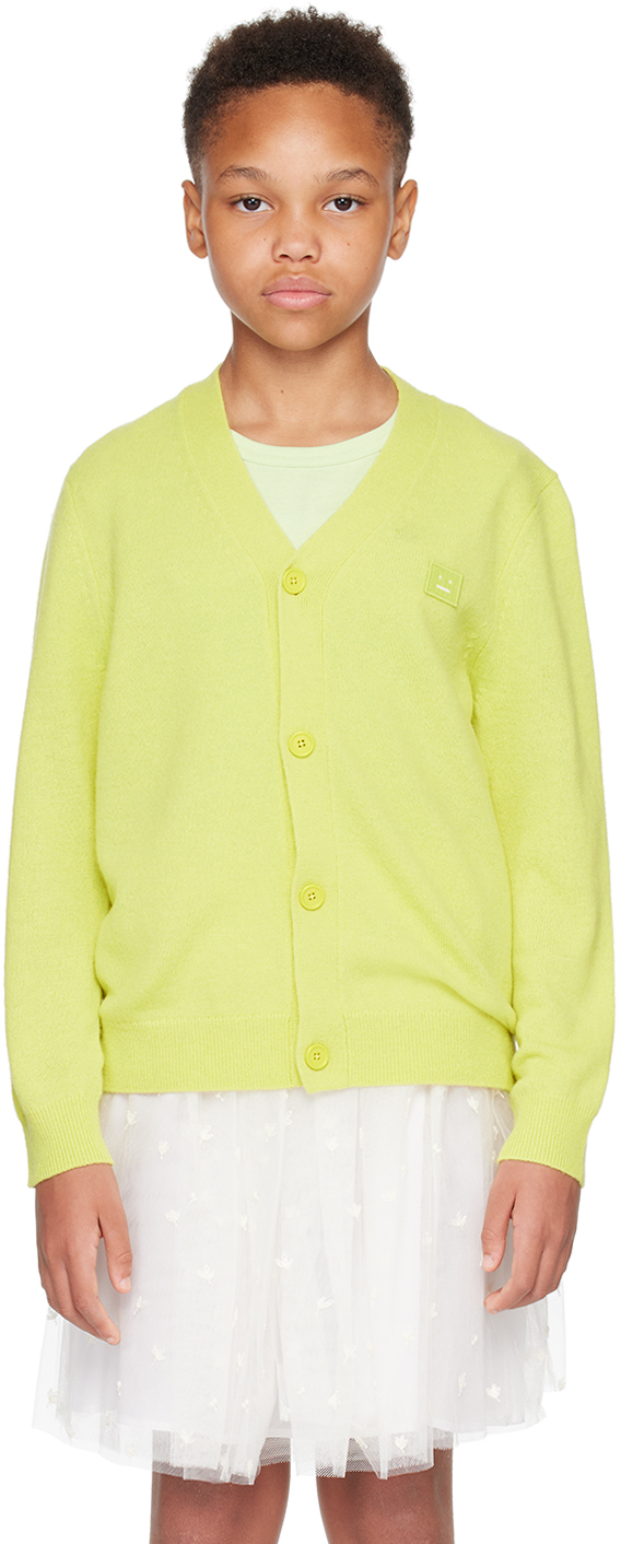 Shop Acne Studios Kids Yellow Patch Cardigan In Dusty Yellow