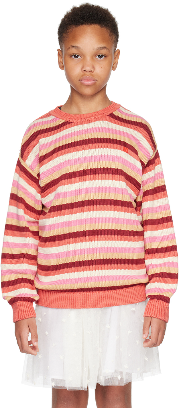 Shop Acne Studios Kids Orange Striped Sweater In Rusty Orange/multi