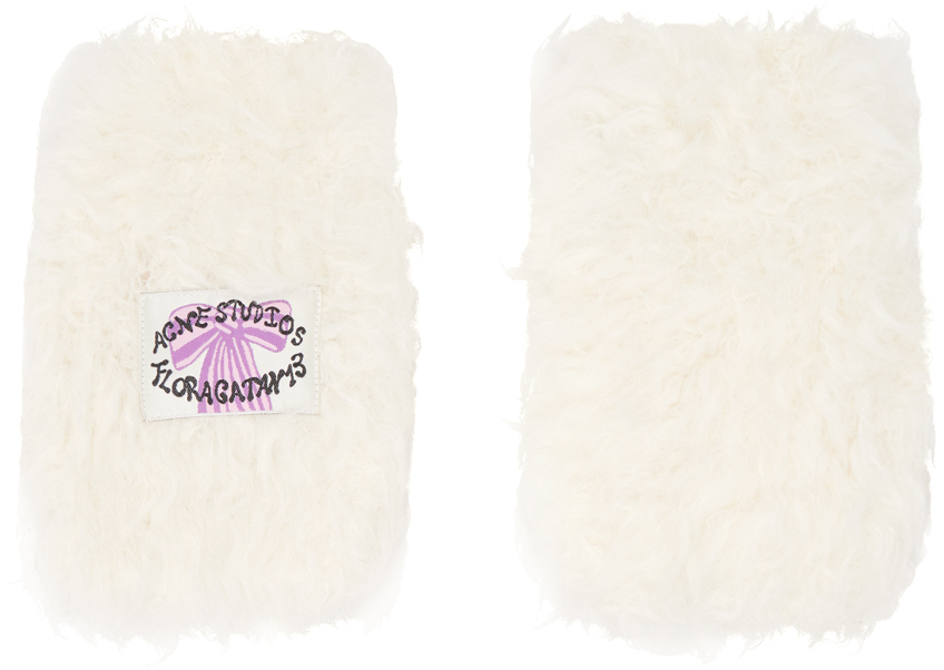 acne studios white fluffy gloves