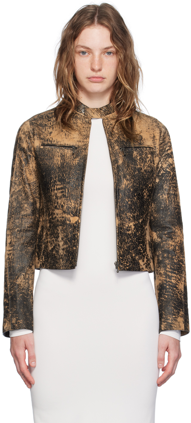 acne studios black distressed leather jacket