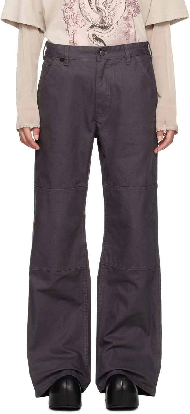 acne studios gray knee patch trousers
