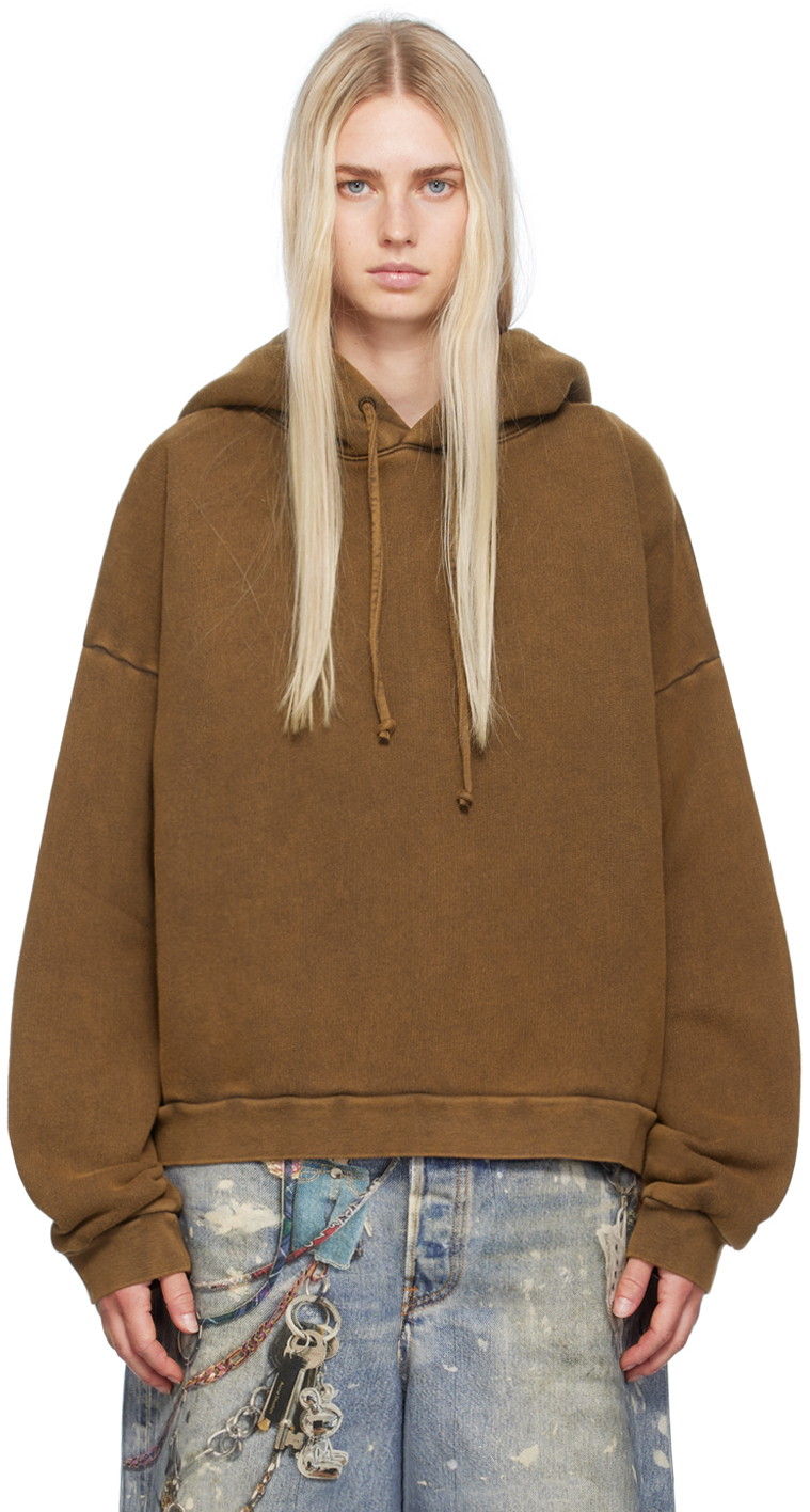 acne studios tan garment-dyed hoodie