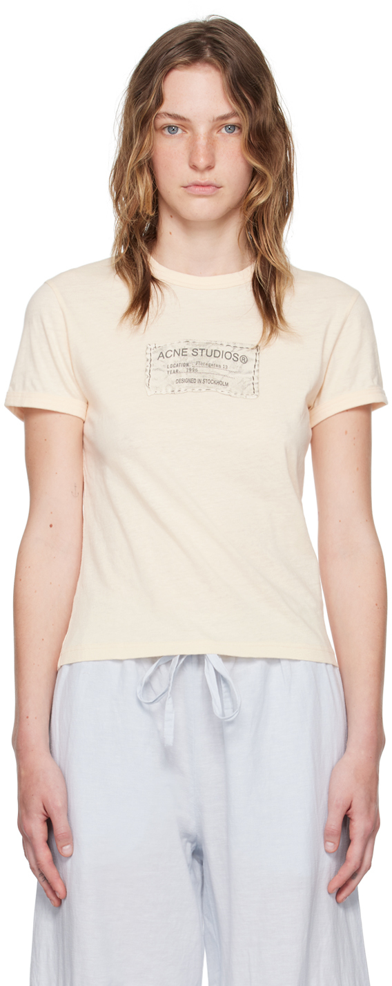 acne studios orange printed t-shirt