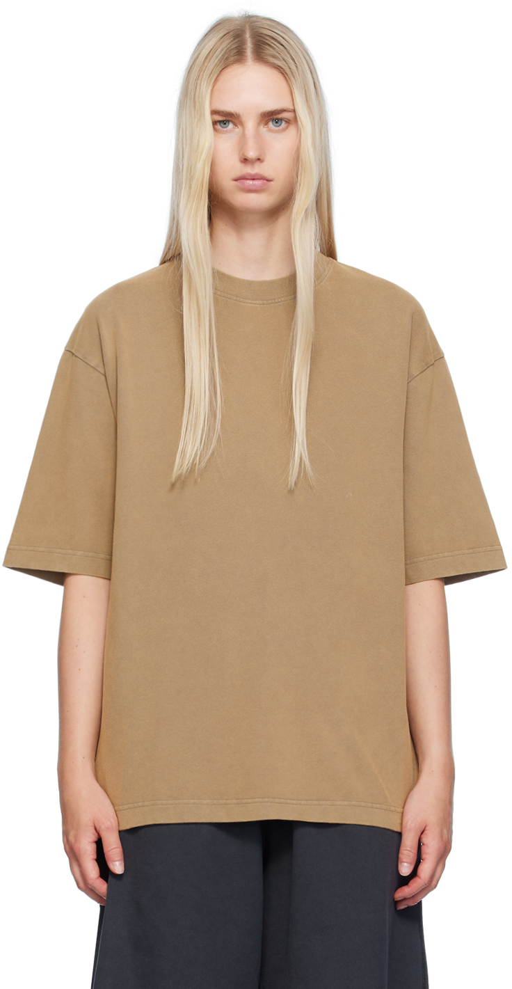 acne studios tan garment-dyed t-shirt