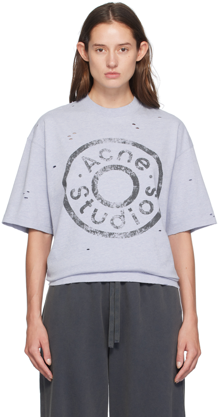 acne studios blue printed logo t-shirt