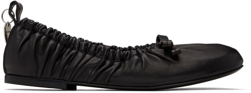 acne studios black leather ballerina flats