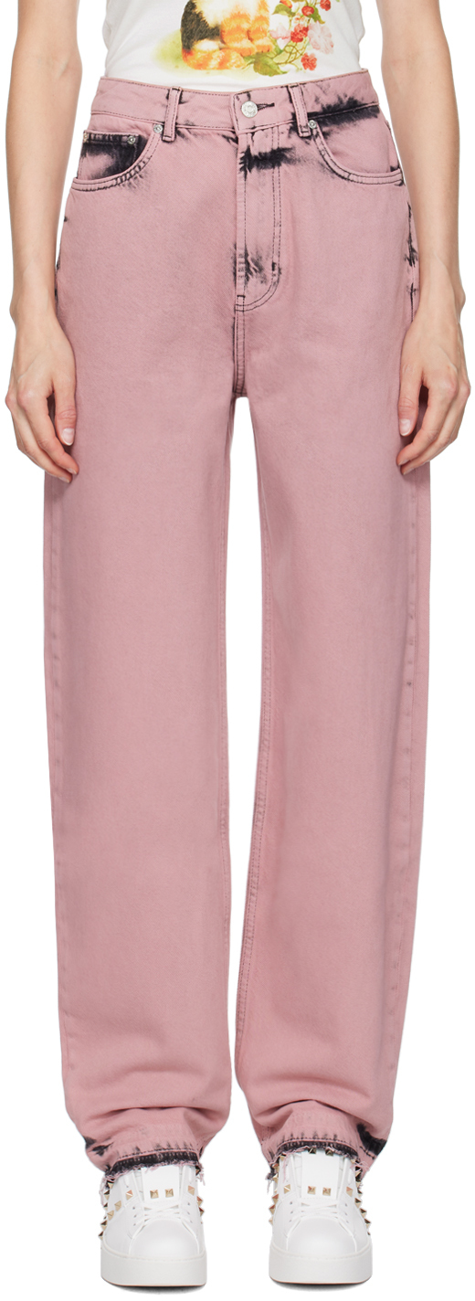 Pink Frayed Jeans