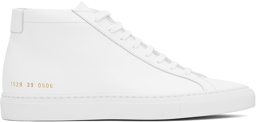 Shop Common Projects White Achilles Mid Sneakers In 0506 White *