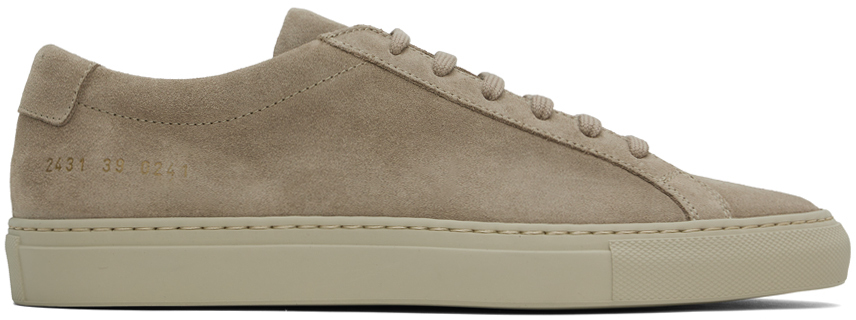 Shop Common Projects Taupe Original Achilles Suede Sneakers In 0241 Taupe