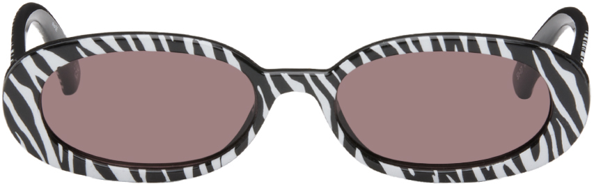 Shop Le Specs Black & White Outta Love Sunglasses In Lsp2452337