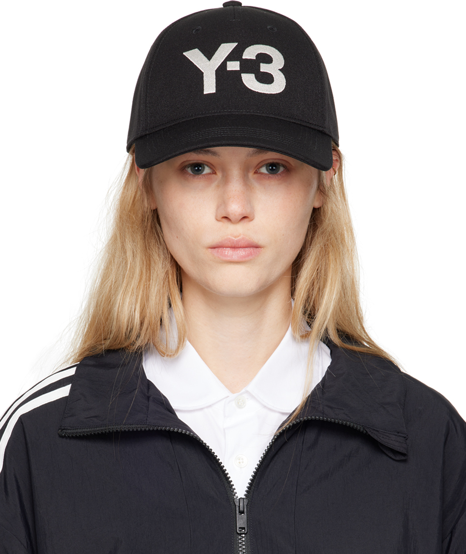 Shop Y-3 ブラック ロゴ キャップ In Black