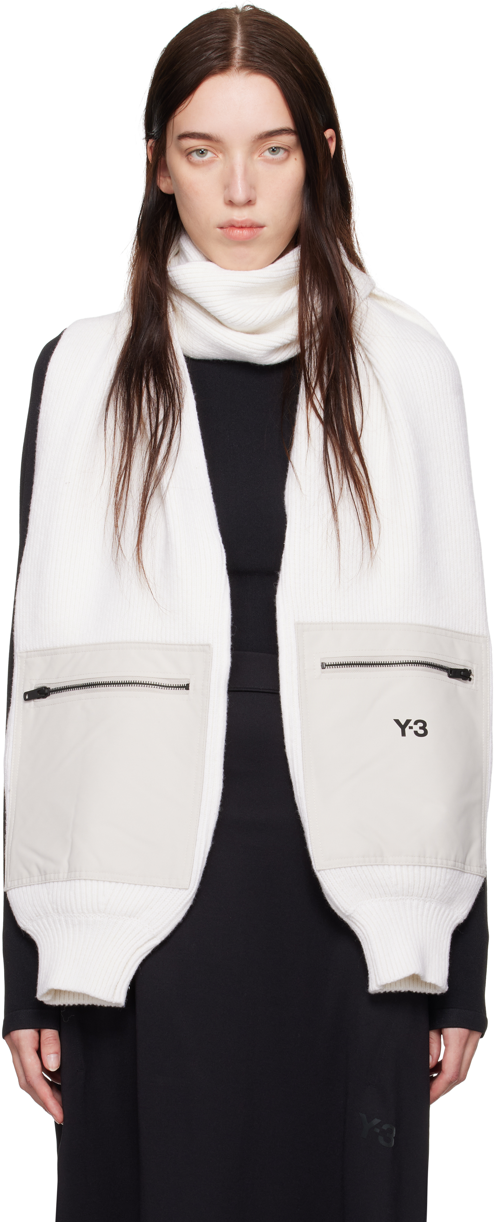 Shop Y-3 Off-white Sleeve Shawl In Talc