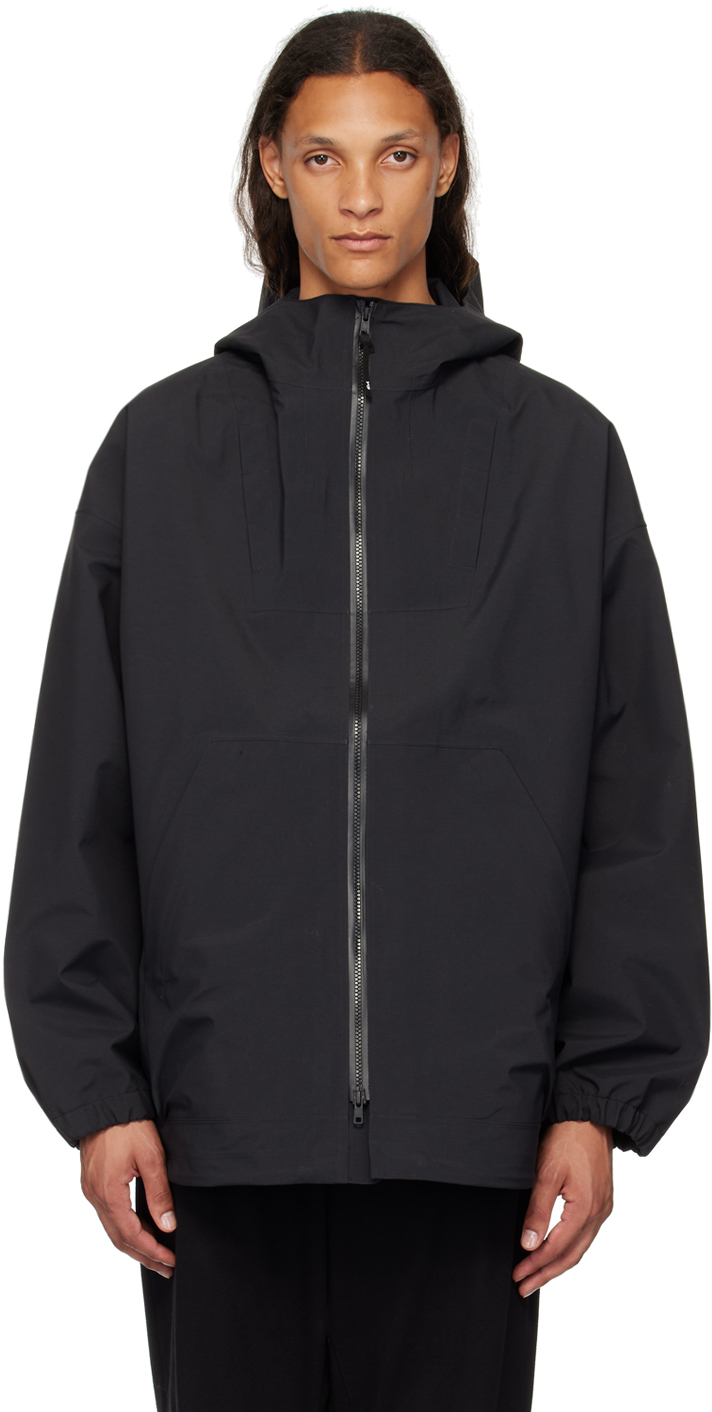 Shop Y-3 Black Hooded Rain Jacket