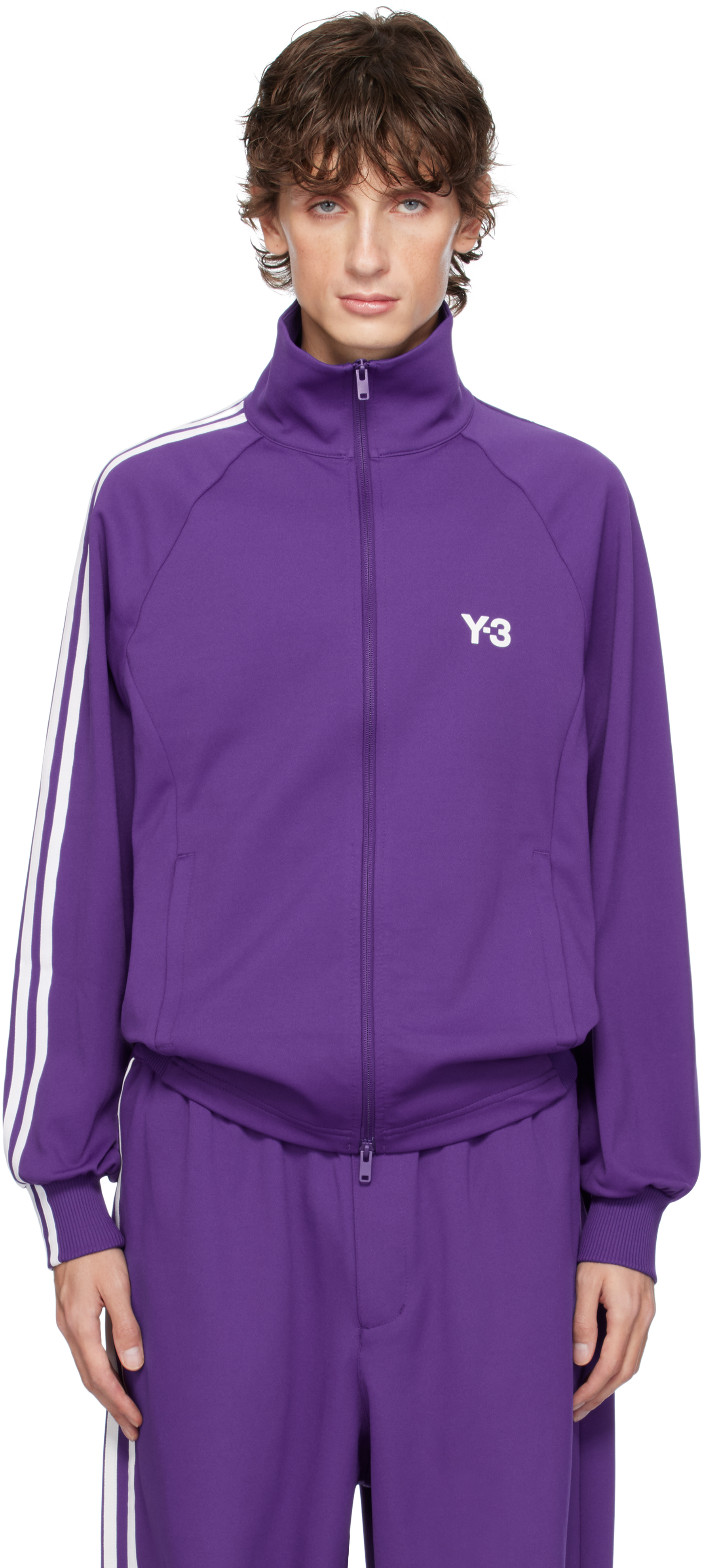 Shop Y-3 Purple 3-stripes Track Jacket In Violet