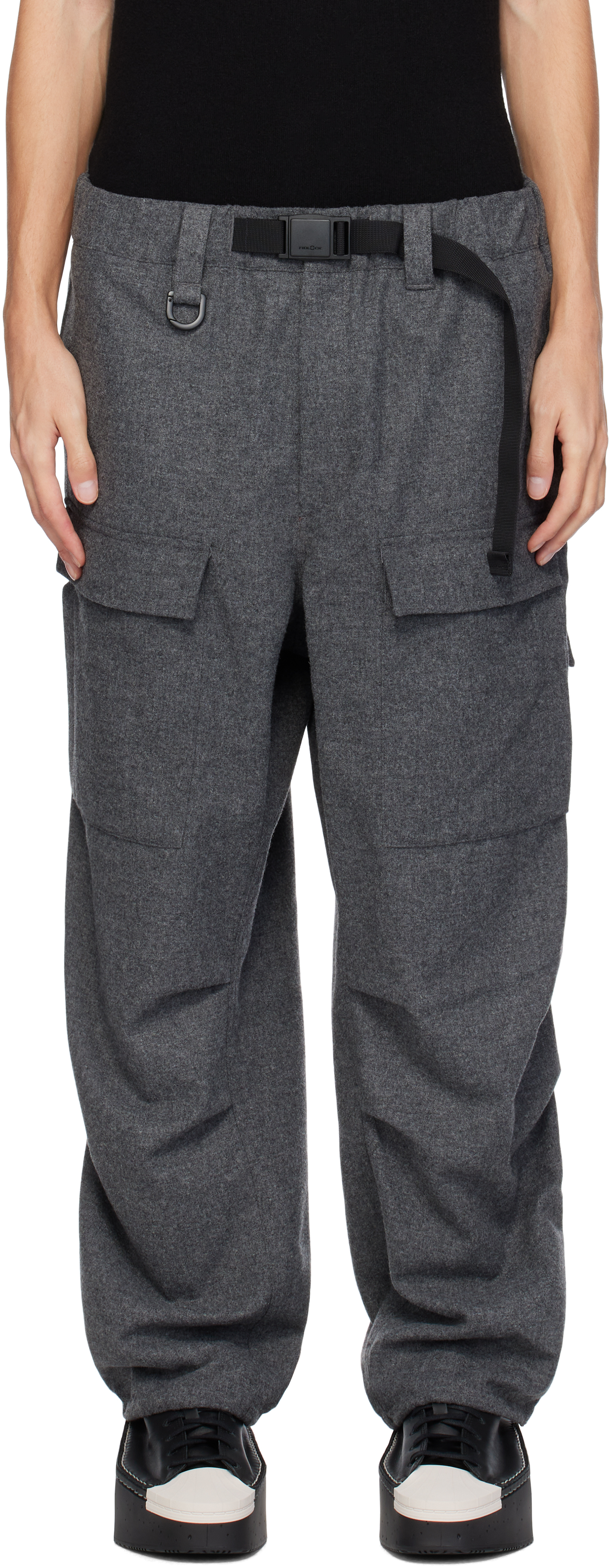 Shop Y-3 Gray Flannel Cargo Pants In Grey