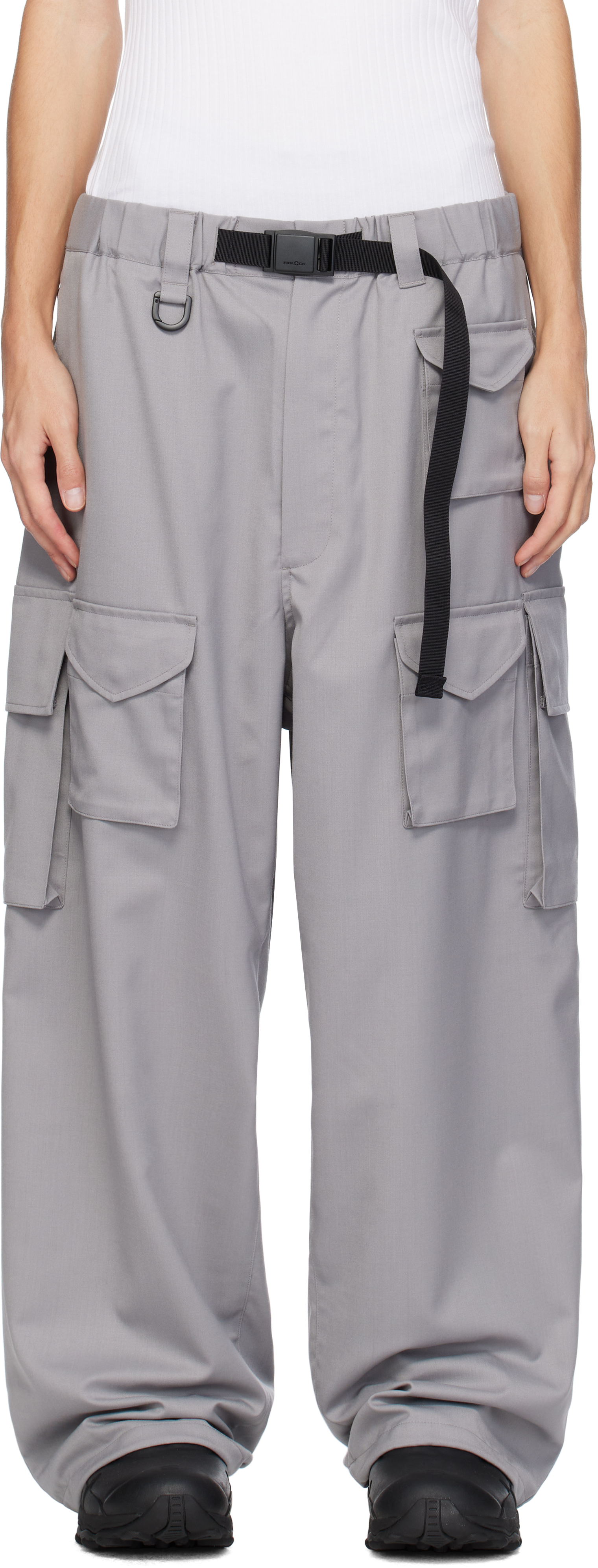 Gray Refined Wool Cargo Pants