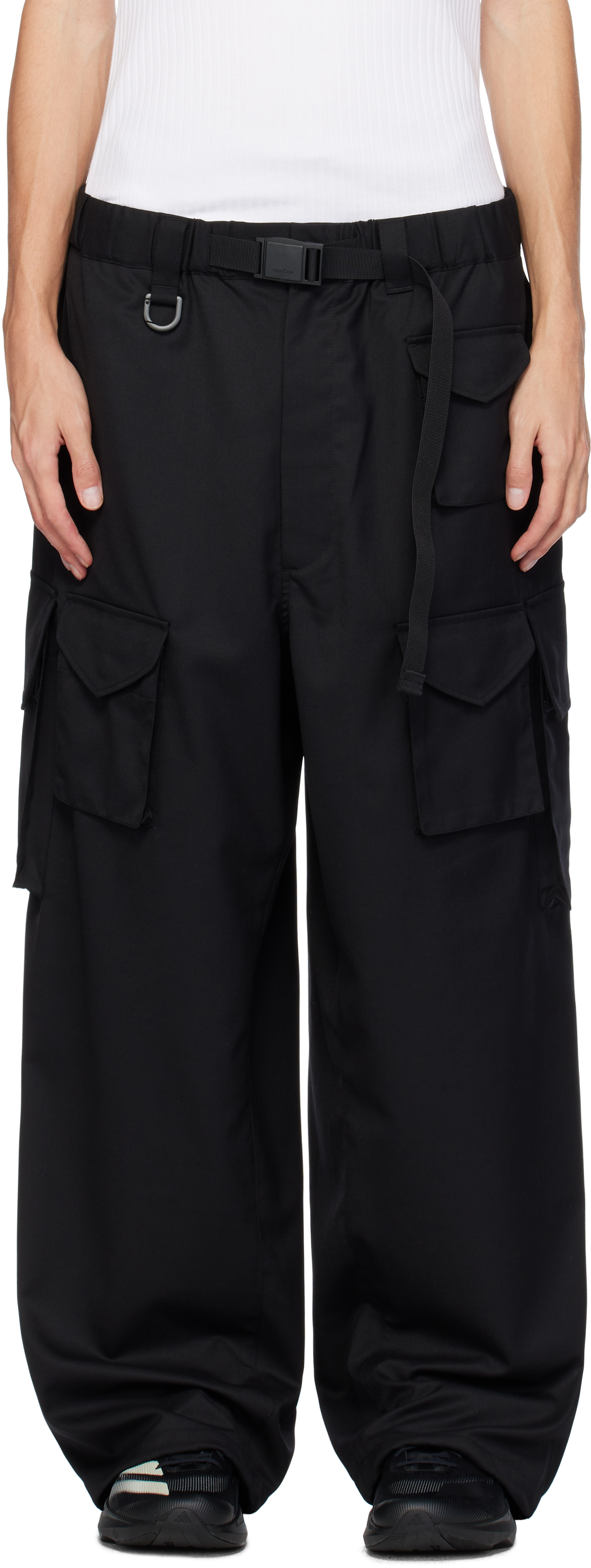 Black Refined Wool Cargo Pants