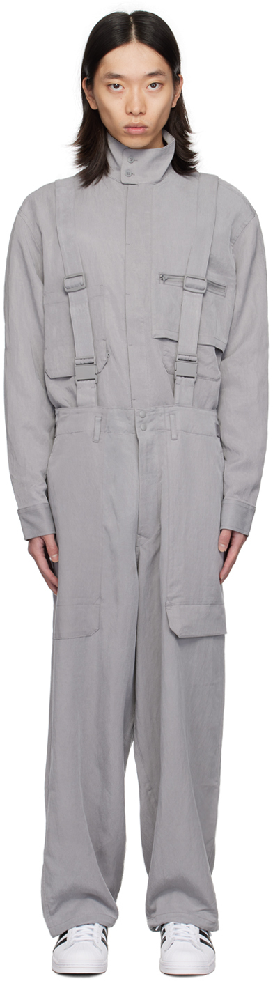 Gray Suspender Cargo Pants