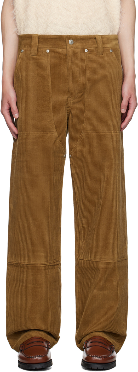 Shop After Pray Brown Patch Trousers In Mocha