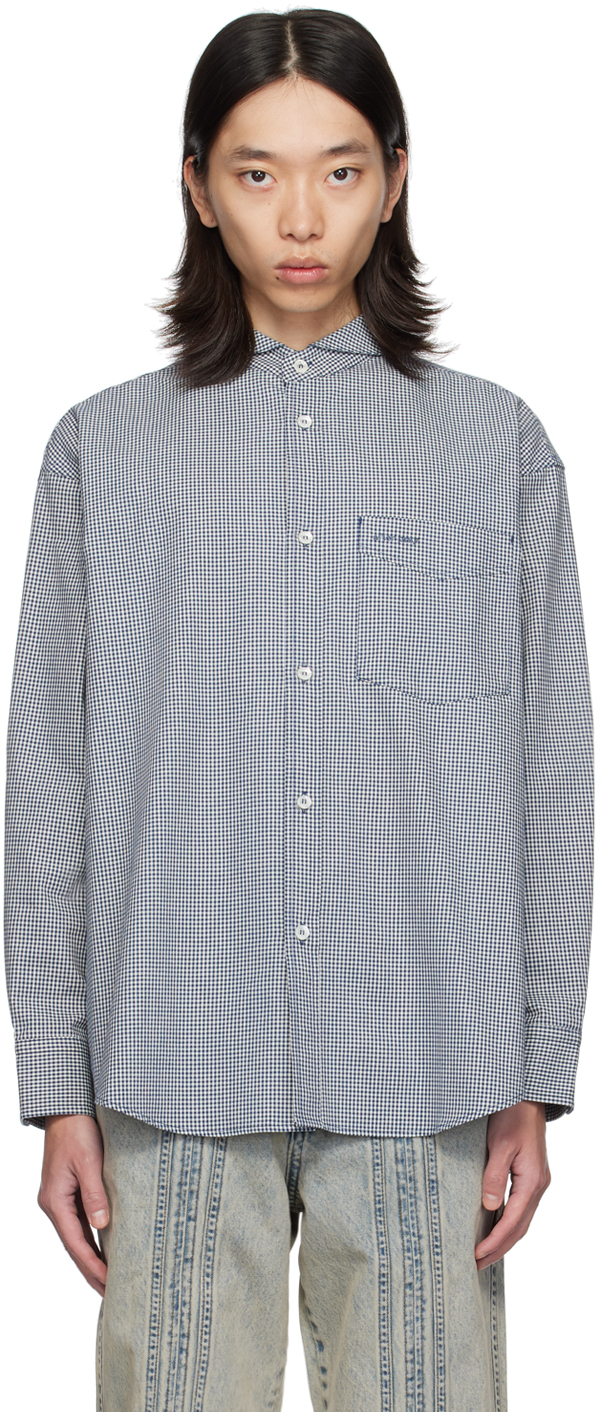 Shop After Pray Navy Scout Check Shirt