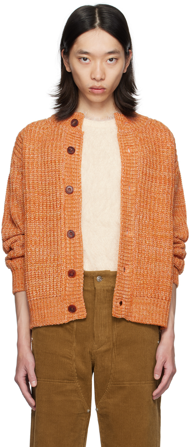 Shop After Pray Orange Intarsia Cardigan In Tangerine