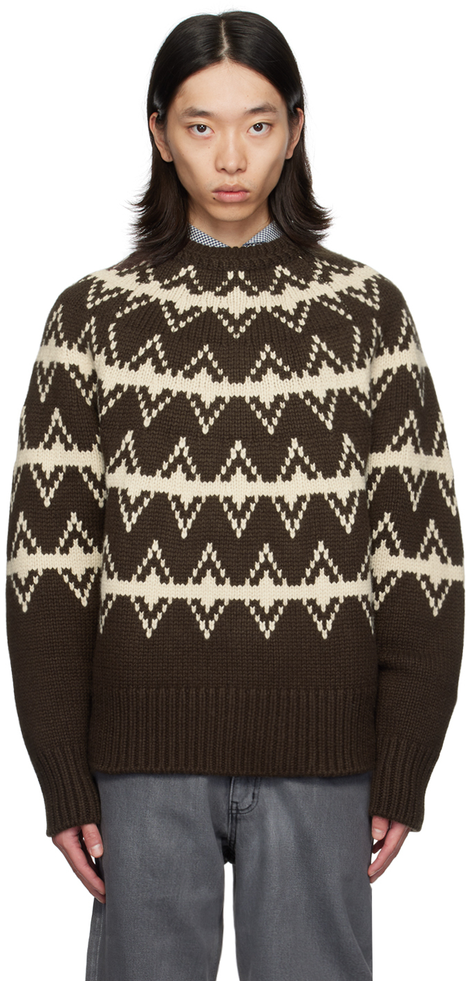 Shop After Pray Brown Jacquard Sweater