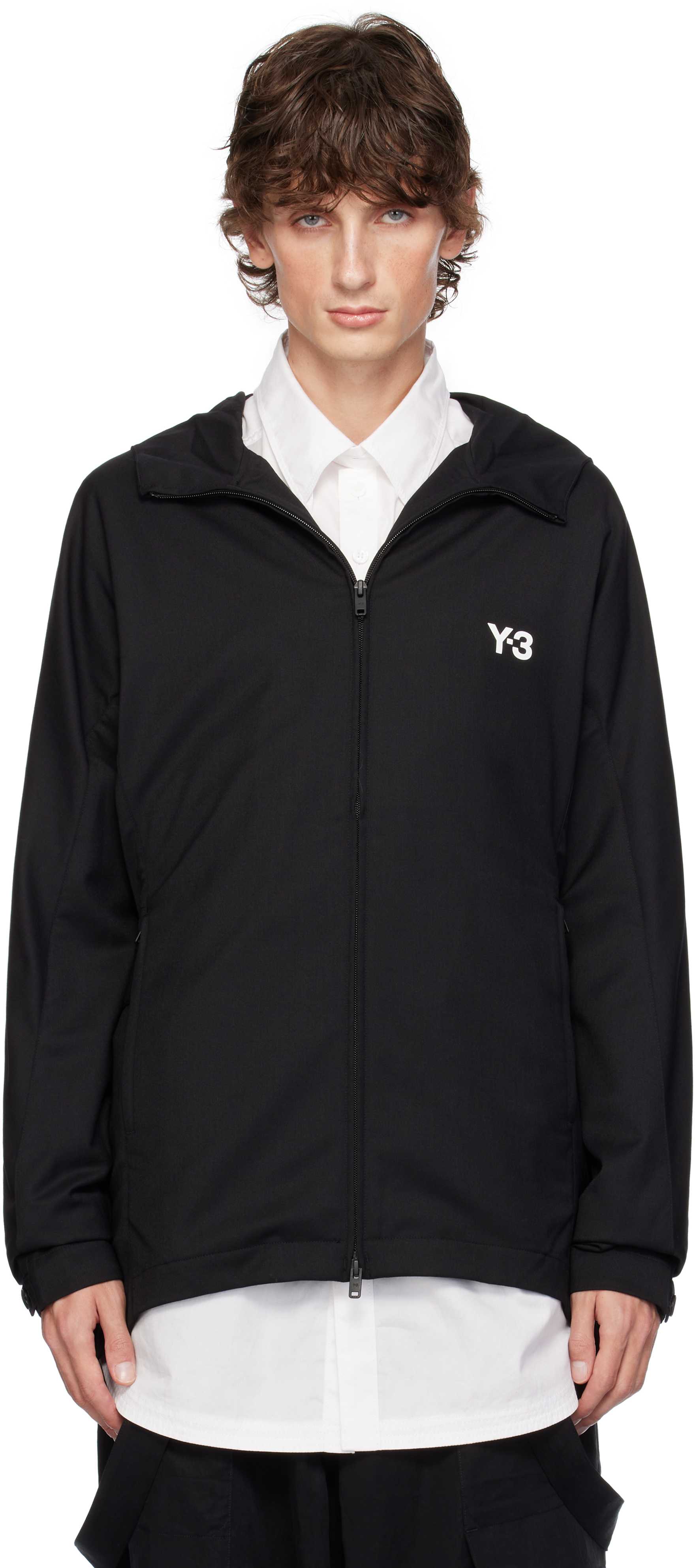 Shop Y-3 Black Refined Wool Hood Jacket