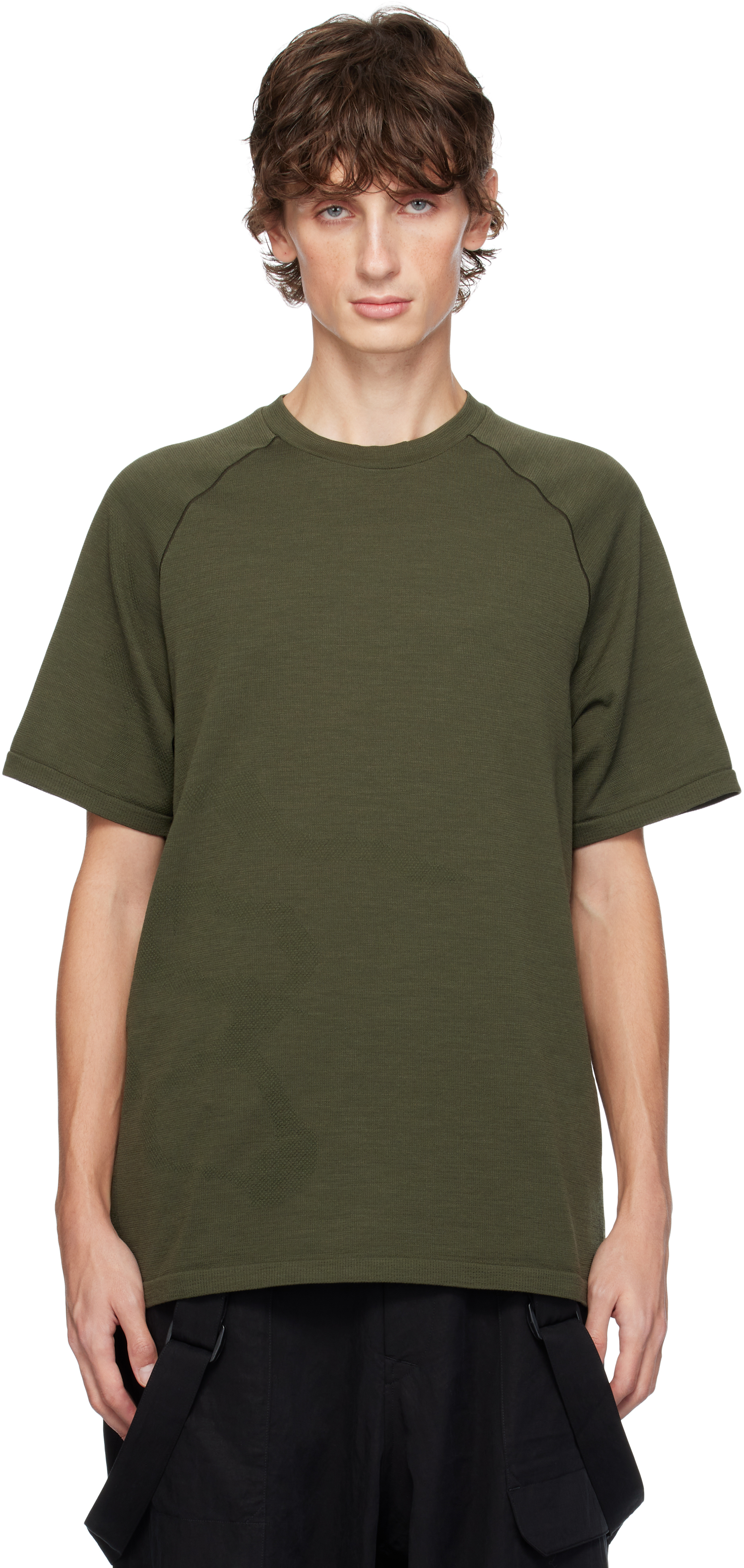 Shop Y-3 Khaki Run T-shirt In Green