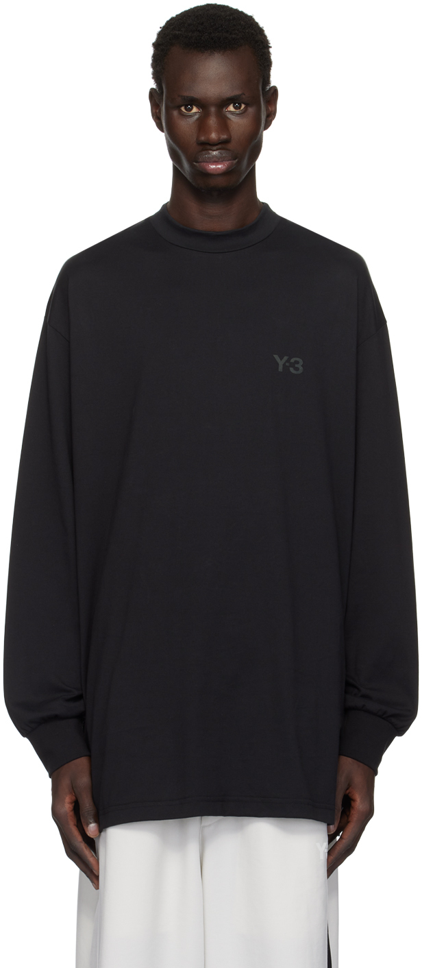 Shop Y-3 Black Mock Neck T-shirt