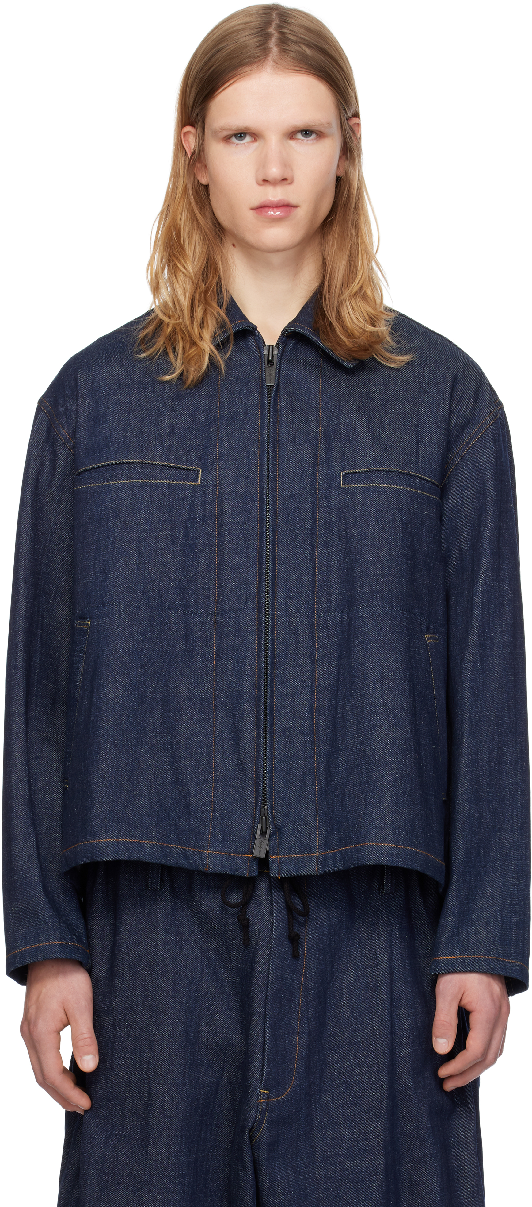 Y's For Menのネイビー Color Combi Stitch デニムジャケットが