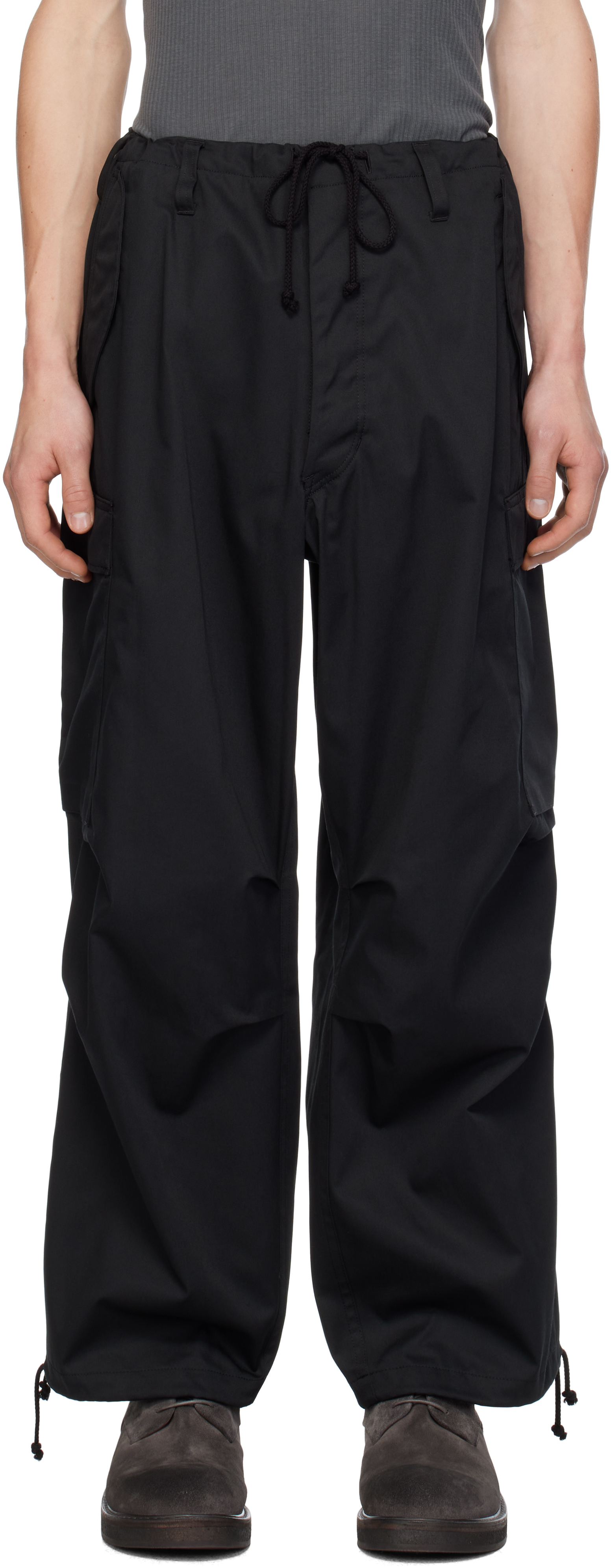 Ys For Men Black Twill Cargo Pants In 2 Black