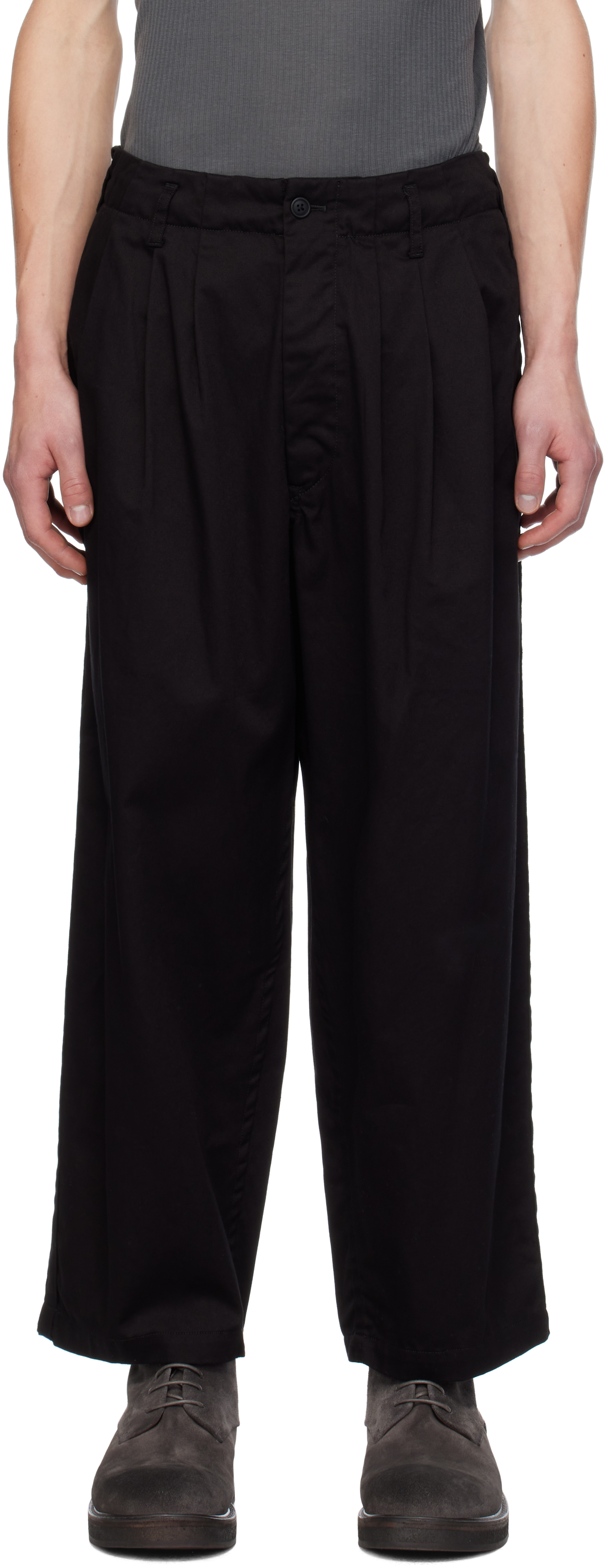 Ys For Men Black Katsuragi Trousers In 2 Black