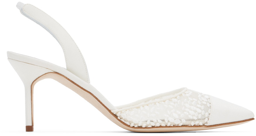 White Capsule Heels by Manolo Blahnik on Sale