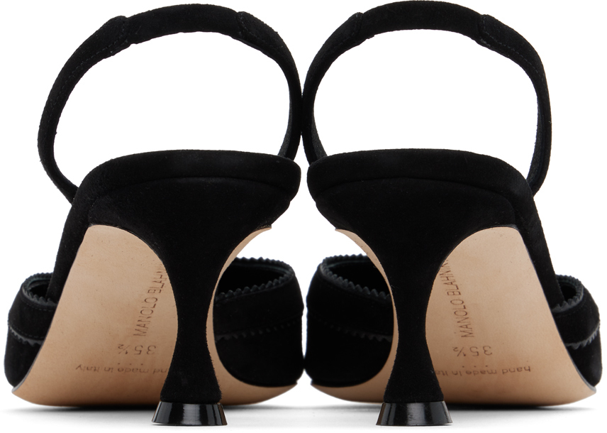 Manolo Blahnik Chongasli 70 Leather Slingback Pump In Blck(0015)