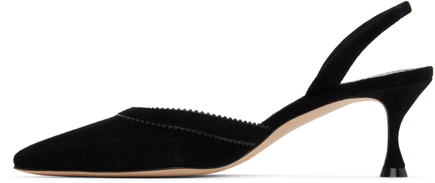 Manolo Blahnik Chongasli 70 Leather Slingback Pump In Blck(0015)