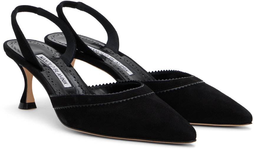 Manolo Blahnik Chongasli 70 Leather Slingback Pump In Blck(0015)