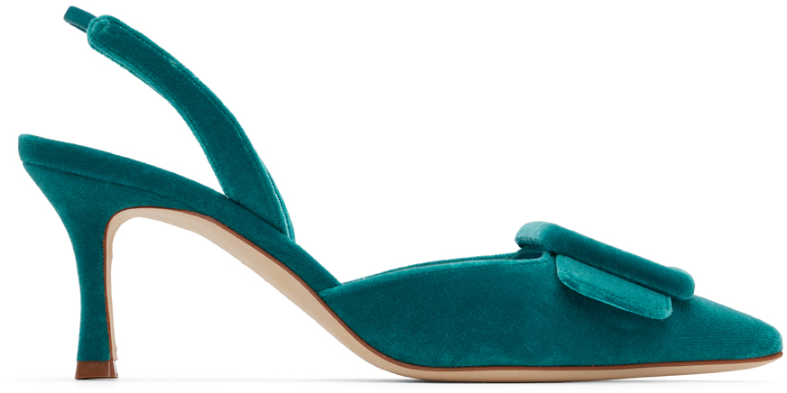 靴 MANOLO BLAHNIK MAYSLI 37 MAYSALEPUMP 50 | Navy Blue Suede Buckle Detail Pumps
