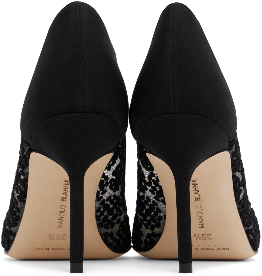 Manolo Blahnik 100mm Embellished Mesh Pump In Blck0015/ywov976x