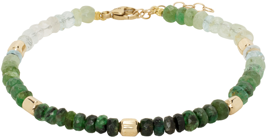 Green Arizona Jumbo Emerald Gold Bead Bracelet